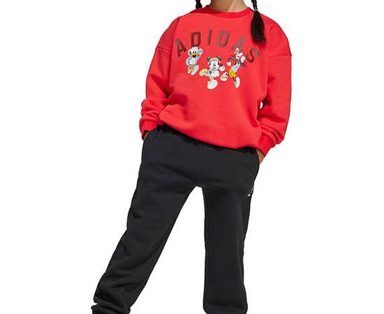 ADIDAS KIDS Uninsex Toddler Sweatshirt Joggers Set Adidas x Disney Mickey Mouse Red
