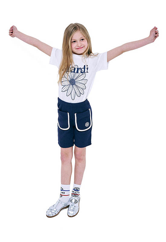 MARDI MERCREDI LES PETITS Kids Tshirt Flowermardi Ivory Navy