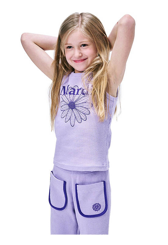 MARDI MERCREDI LES PETITS Kids Waffle Sleeveless Flowermardi Lavender Violet