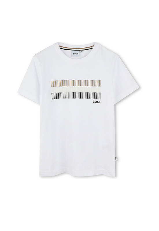 BOSS KIDS Boy T-Shirt Short Sleeves Graphic Design White