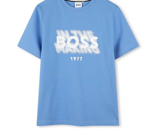 BOSS KIDS Boy T-Shirt Short Sleeves Graphic Print Navy