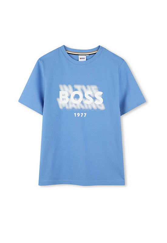 BOSS KIDS Boy T-Shirt Short Sleeves Graphic Print Navy