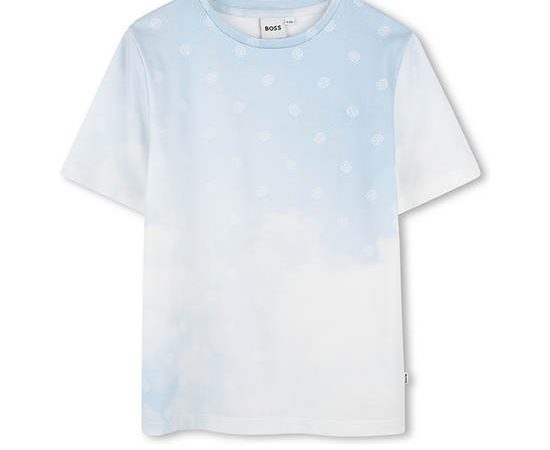 BOSS KIDS Boy T-Shirt Short Sleeves Color Gradient/Ombre Effect Blue