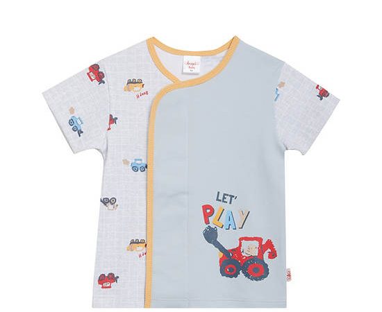 Angel Baby Unisex Infant Wrap Shirt Short Sleeves Print Truck Grey