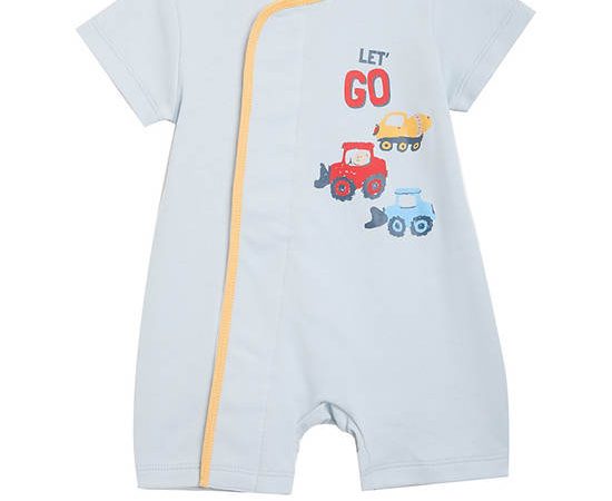 Angel Baby Unisex Infant Jumpsuit Short Sleeves Print Truck Grey