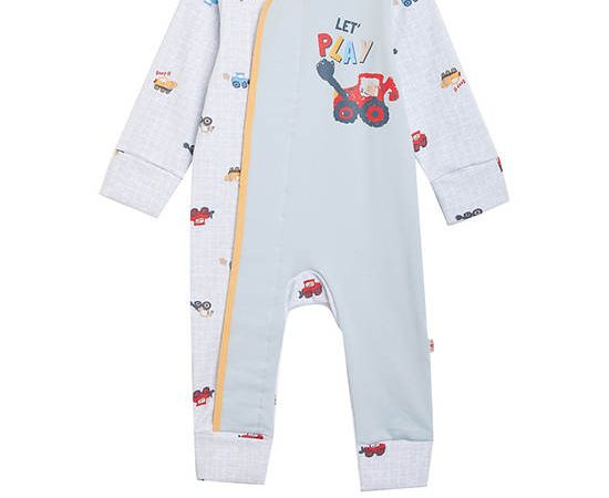 Angel Baby Unisex Infant Bodysuit Long Sleeves Print Truck Grey
