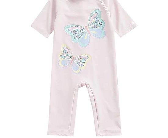 MOTHERCARE Girl Toddler Swimsuit Sunsafe Butterflies Print Multi-Color