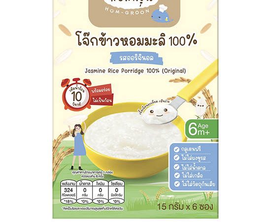HOM-GROON Jasmine Rice Porridge 100% 15g x 6 Sachets