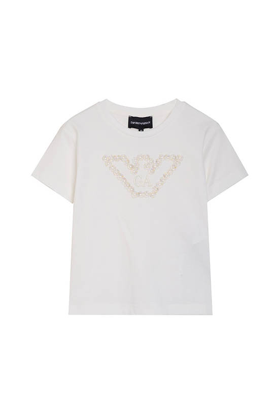 EMPORIO ARMANI Girl T-Shirt Short Sleeves SS25 Off White