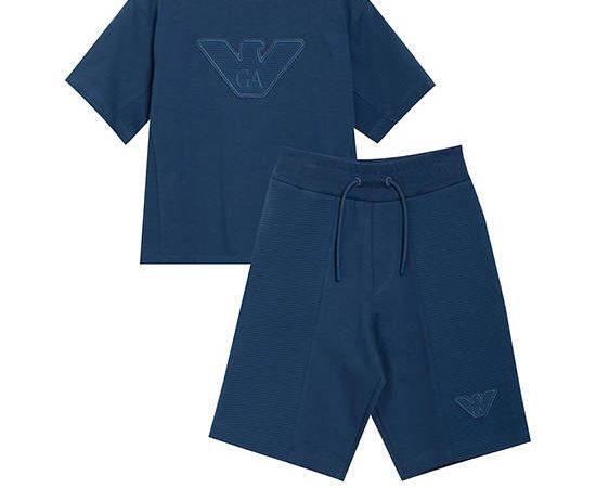 EMPORIO ARMANI Boy Set Tracksuit T-Shirt + Shorts SS25 Key Largo