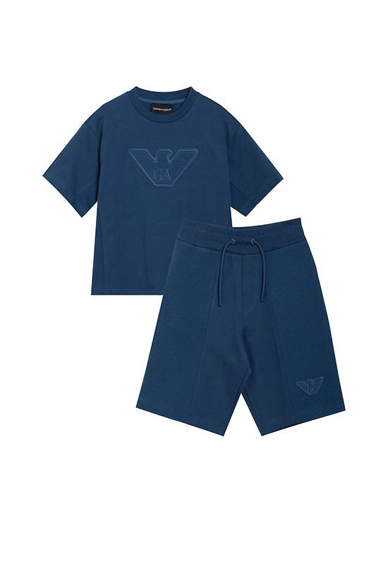 EMPORIO ARMANI Boy Set Tracksuit T-Shirt + Shorts SS25 Key Largo