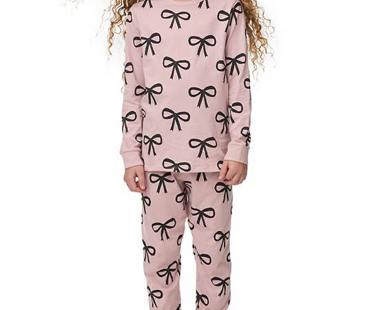MARKS & SPENCER KIDS Girl Toddler Pyjamas Pure Cotton Bow Print Pink