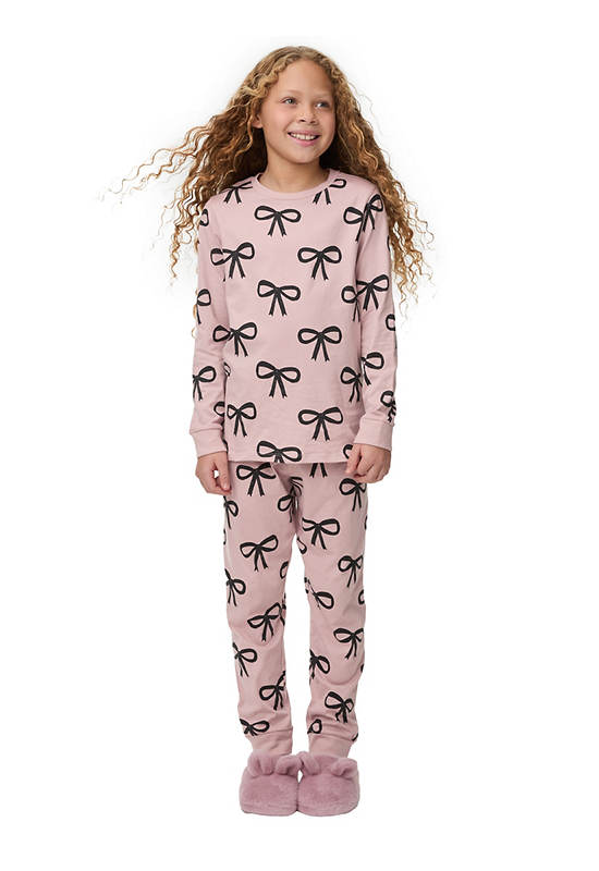 MARKS & SPENCER KIDS Girl Toddler Pyjamas Pure Cotton Bow Print Pink