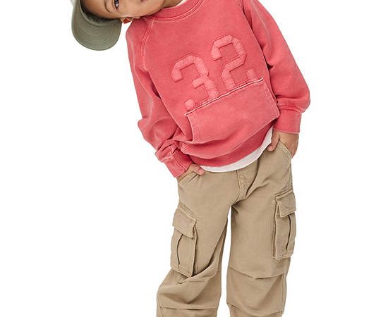 MARKS & SPENCER KIDS Boy Toddler Trousers Pure Cotton Wide Leg Cargo Neutral