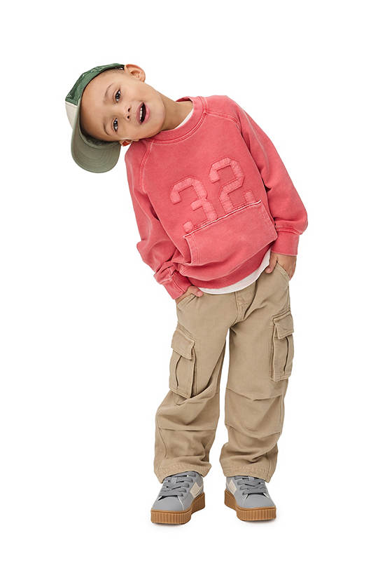 MARKS & SPENCER KIDS Boy Toddler Trousers Pure Cotton Wide Leg Cargo Neutral
