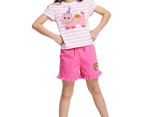FOF KIDS Girl Shorts Bear Print Pink