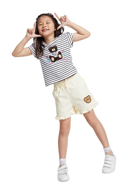 FOF KIDS Girl Shorts Bear Print Cream