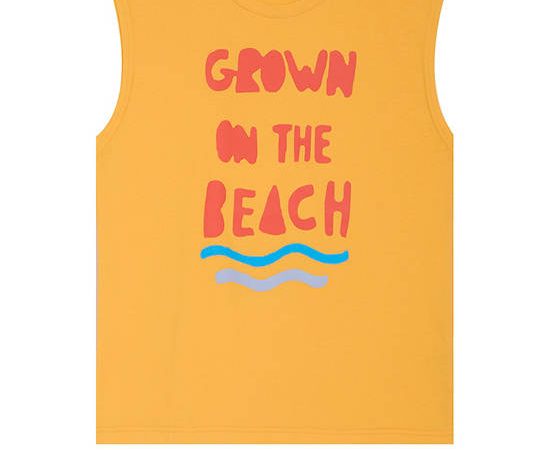 FOF KIDS Boy Sleeveless T-Shirt Beach Print Yellow