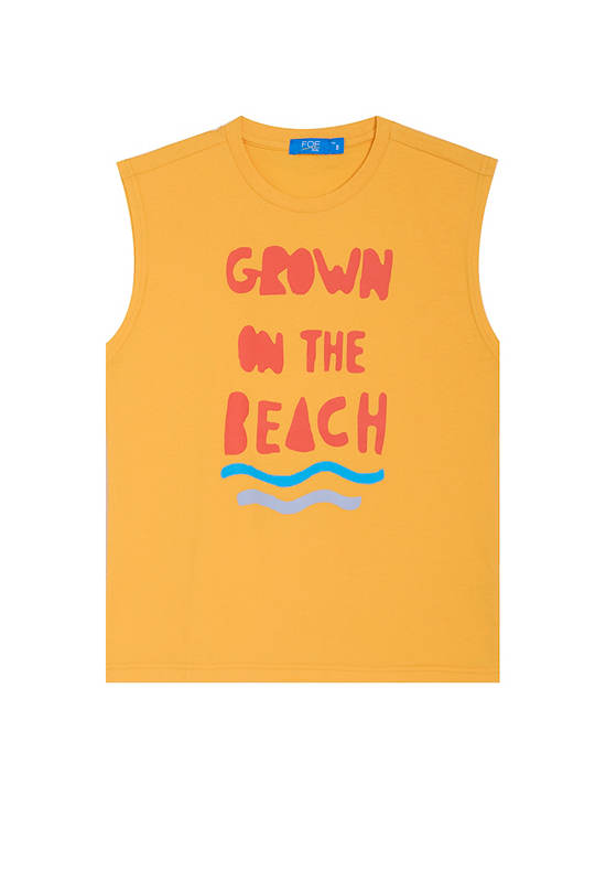 FOF KIDS Boy Sleeveless T-Shirt Beach Print Yellow