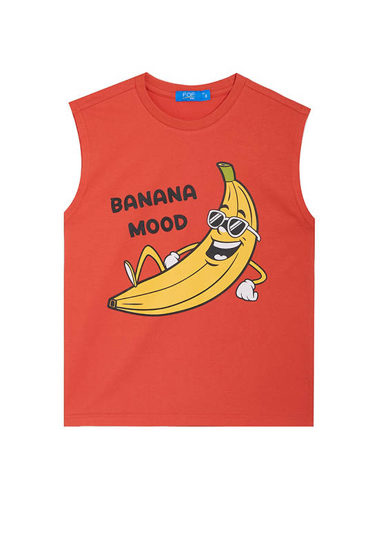 FOF KIDS Boy Sleeveless T-Shirt Banana Print Orange