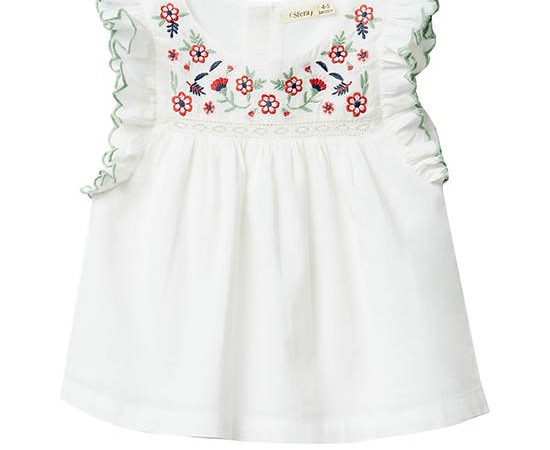 SFERA KIDS Girl Blouse Embroidered Yoke White