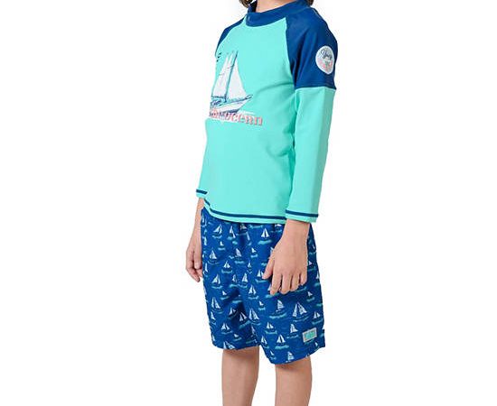 KEED Boy Swimsuit Long Sleeve Sailer Green