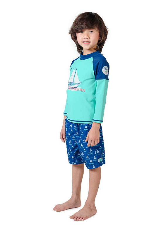 KEED Boy Swimsuit Long Sleeve Sailer Green