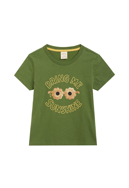 DeFry 01 Girl T-Shirt Short Sleeves Crew Neck Print Green