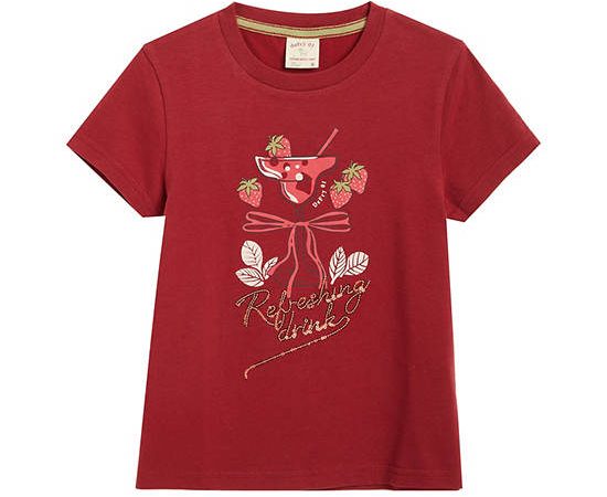 DeFry 01 Girl T-Shirt Short Sleeves Crew Neck Print Red