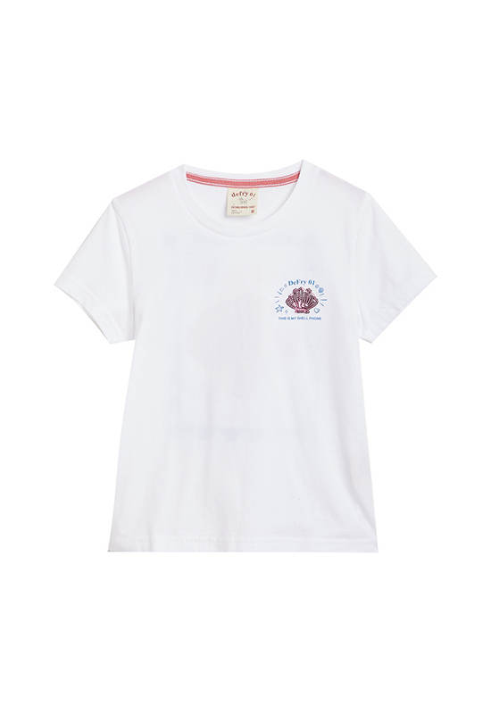 DeFry 01 Girl T-Shirt Short Sleeves Crew Neck Print White