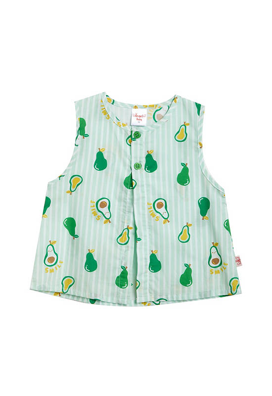 Angel Baby Unisex Infant Pyjamas Shirt Sleeveless Avocado Print Green