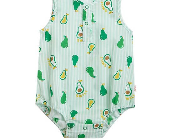 Angel Baby Unisex Infant Rompers Sleeveless Avocado Print Green