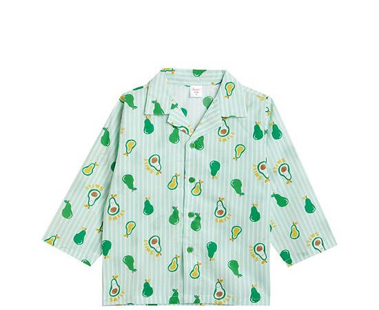 Angel Baby Boy Toddler Pyjamas Shirt Long Sleeves Avocado Print Green
