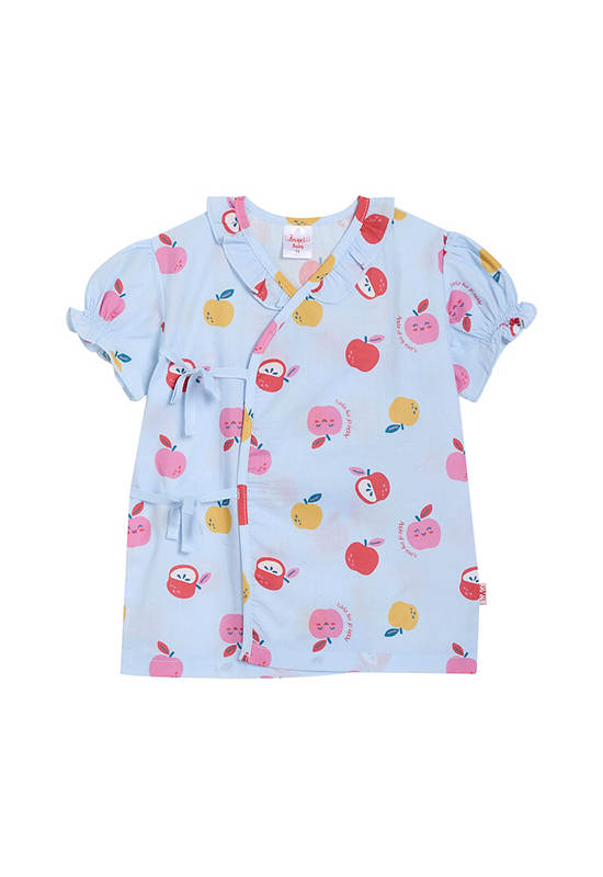 Angel Baby Unisex Infant Pyjamas Shirt Short Sleeves Apple Print Light Blue