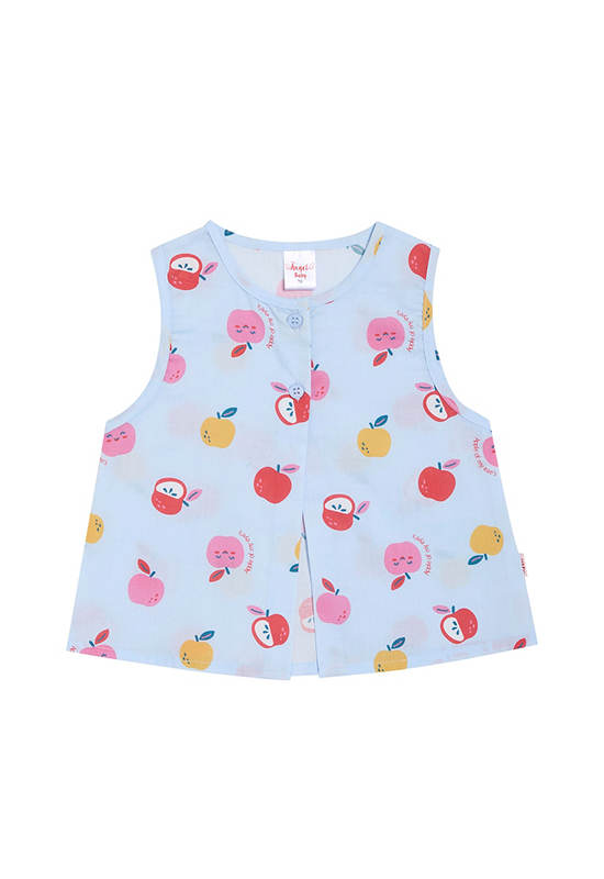 Angel Baby Unisex Infant Pyjamas Shirt Sleevesless Apple Print Light Blue