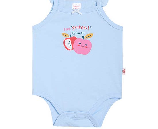 Angel Baby Unisex Infant Rompers Sleevesless Apple Print Light Blue