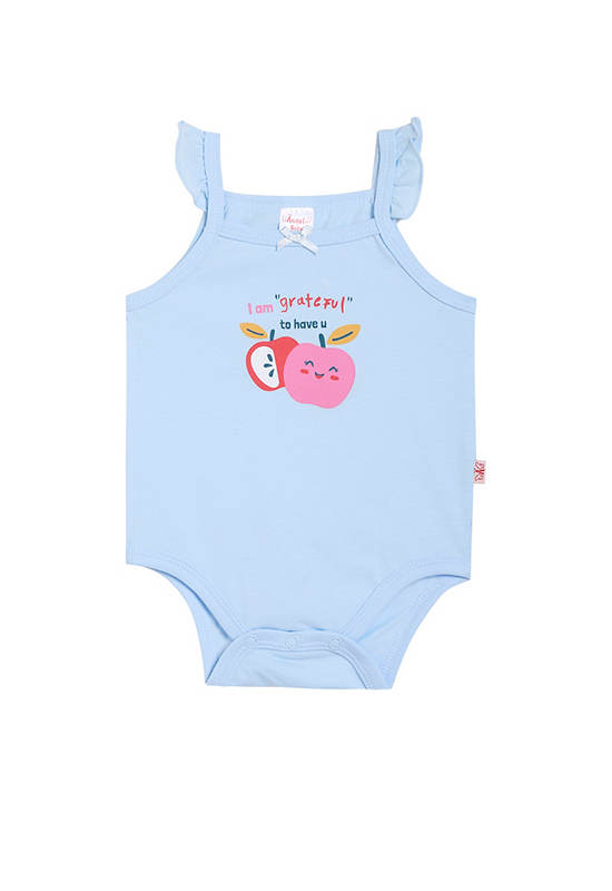 Angel Baby Unisex Infant Rompers Sleevesless Apple Print Light Blue