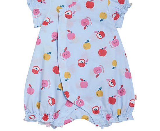 Angel Baby Unisex Infant Rompers Frill Short Sleeves Apple Print Light Blue