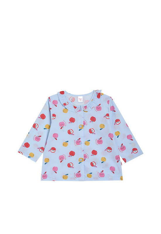 Angel Baby Girl Toddler Pyjamas Shirt Long Sleeves Apple Print Light Blue