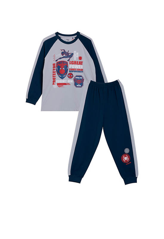 ANGEL KIDS Boy Pyjamas Sweatshirt Long Sleeves + Pants Spider Man Print Grey