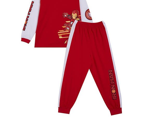 ANGEL KIDS Boy Pyjamas Sweatshirt Long Sleeves + Pants Iron Man Print Red