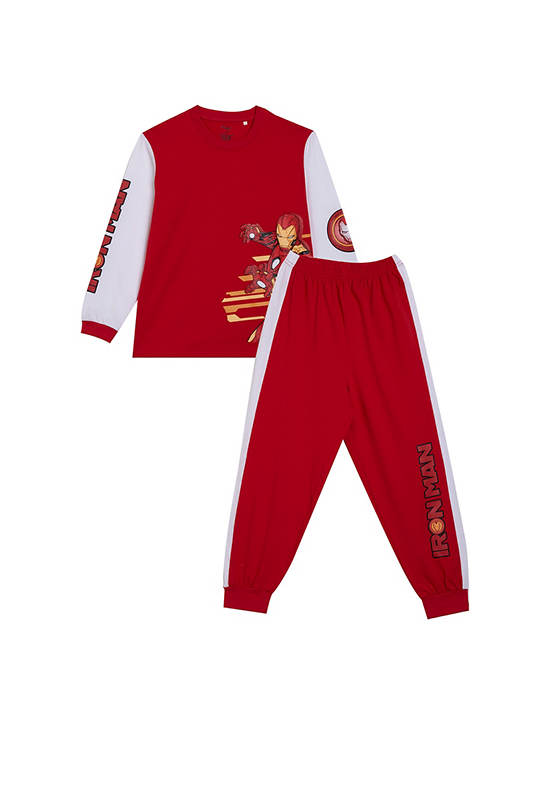 ANGEL KIDS Boy Pyjamas Sweatshirt Long Sleeves + Pants Iron Man Print Red
