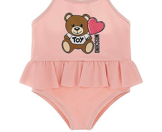MOSCHINO KID Girl Toddler Swimsuit Teddy Bear Print Pink