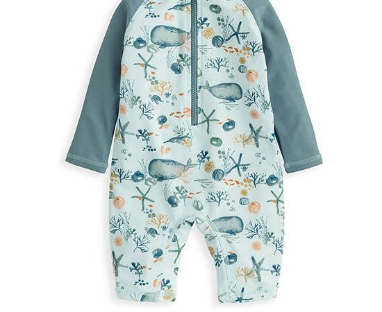 MAMAS & PAPAS Boy Toddler Rashsuit Long Sleeve Whale Print Blue