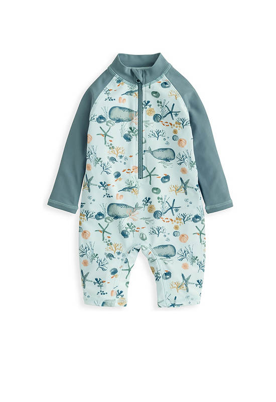 MAMAS & PAPAS Boy Toddler Rashsuit Long Sleeve Whale Print Blue