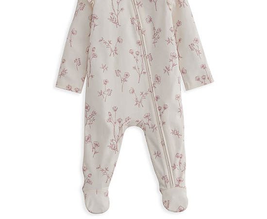 MAMAS & PAPAS Girl Toddler Bodysuit Long Sleeves Floral All Over Print All In One Zip Pink