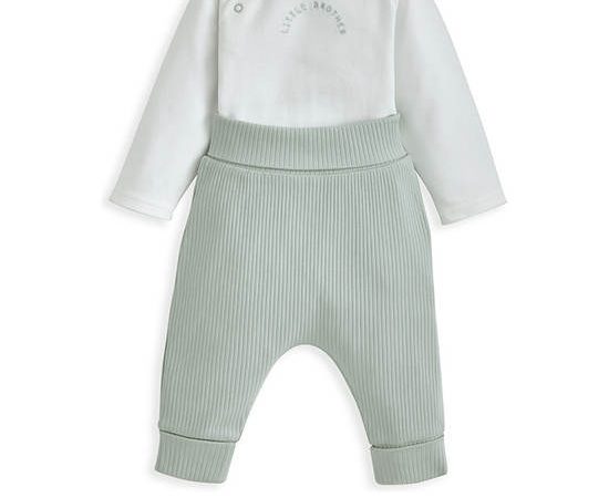 MAMAS & PAPAS Boy Toddler Set Jumpsuit & Pants Little Brother 2 Pcs Green
