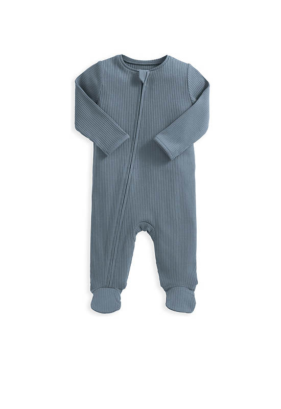 MAMAS & PAPAS Unisex Toddler Bodysuit Long Sleeves Basic Zip All In One Blue