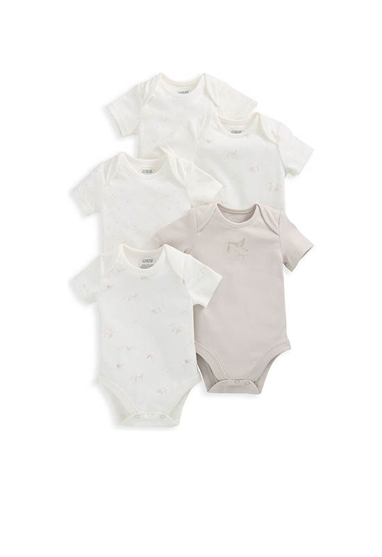 MAMAS & PAPAS Unisex Toddler Bodysuit Short Sleeves Stork Set 5 Pk Multi-Color