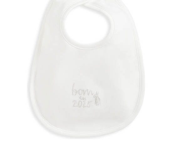 MAMAS & PAPAS Unisex Toddler Bib Born In 25 White